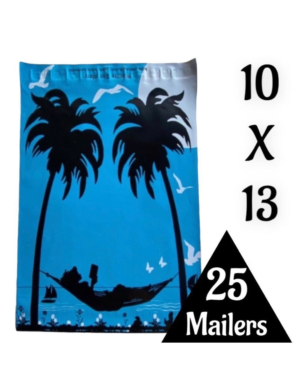 25 10X13 Poly Mailers Girl Hammock Palm Trees, Shipping Envelopes PRICE IS FIRM - Picture 7 of 11